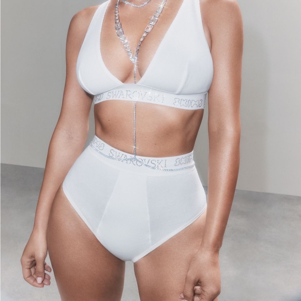Skims x Swarovski Cotton Rib High Waisted Brief